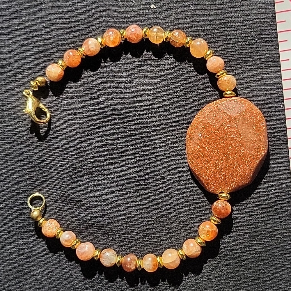 Handcrafted Sunstone and hematite bracelet
